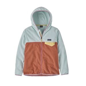 Patagonia Girls' Lightweight Color Block Snap-T® Jacket Hooded Fleece Sz M Pink